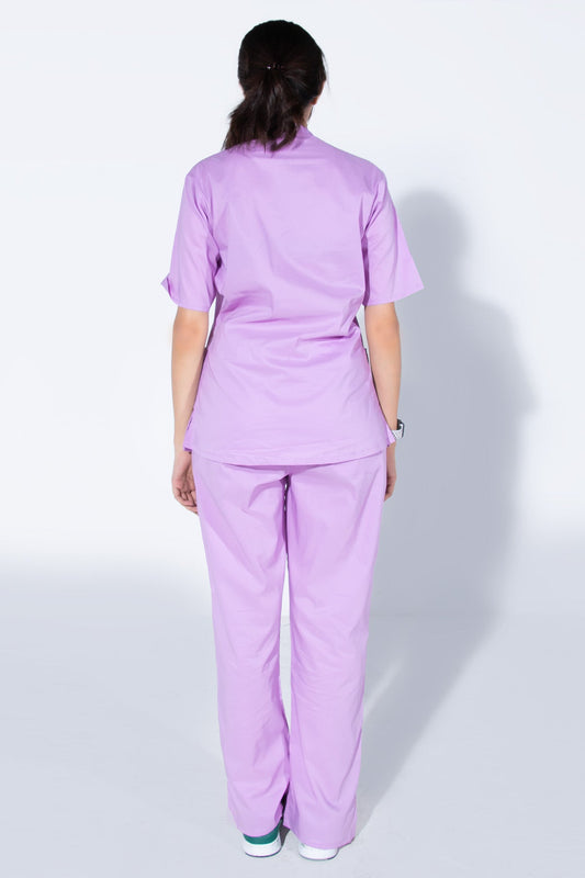 Lavender | Women 4-Pocket Mandarin Collar