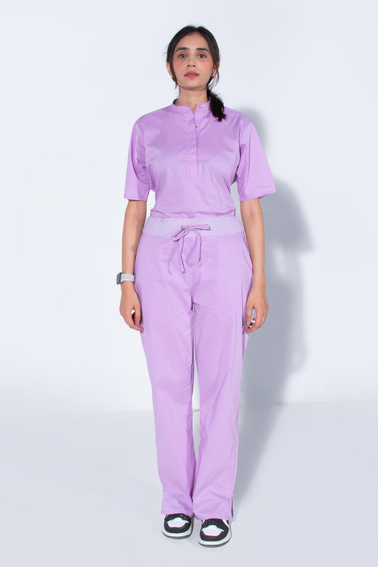 Lavender | Women 4-Pocket Mandarin Collar