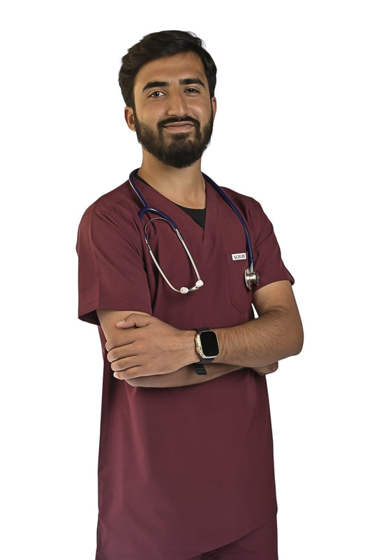 Maroon Men's Scrubs