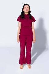 Mulberry Maroon | Women Mandarin Collar